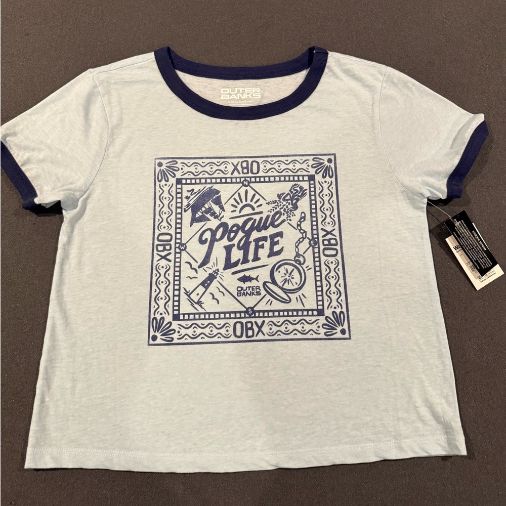 Outer Banks Pogue Life Netflix Blue Crop Top Juniors Small (4/6) NWT